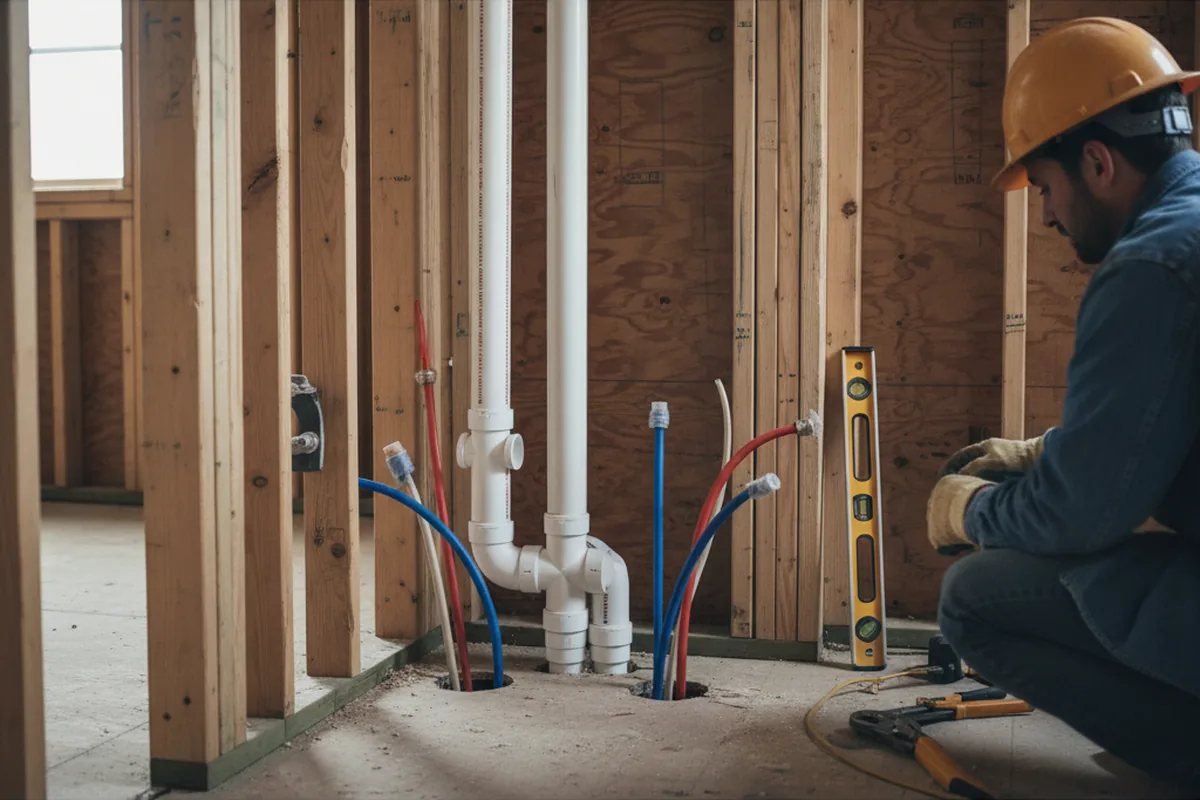 Drain and supply rough-in during Sump Pump Repair in Ticonderoga